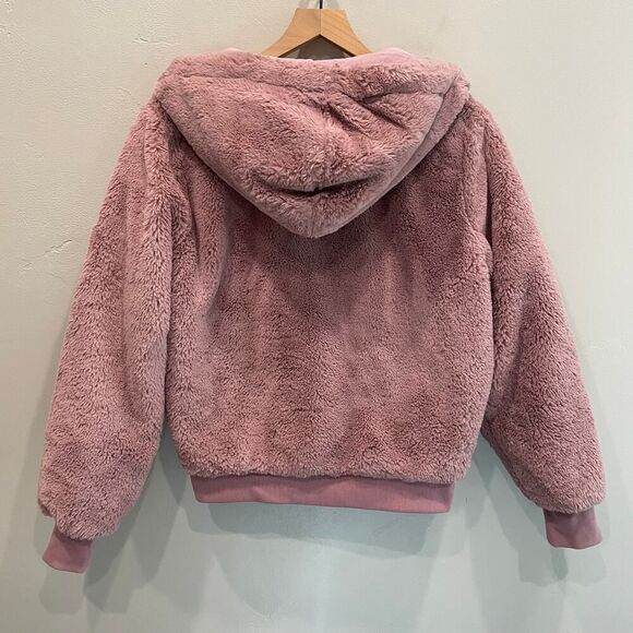Athleta Ritual Jacket Faux Fur Hoodie Mauve Pink - Size: Medium - Picture 4 of 10